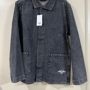 A.P.C. Men's Washed Black Denim Chore Jacket